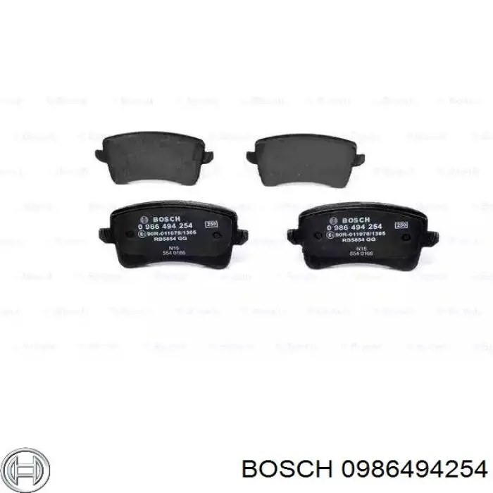 0986494254 Bosch колодки гальмові задні, дискові