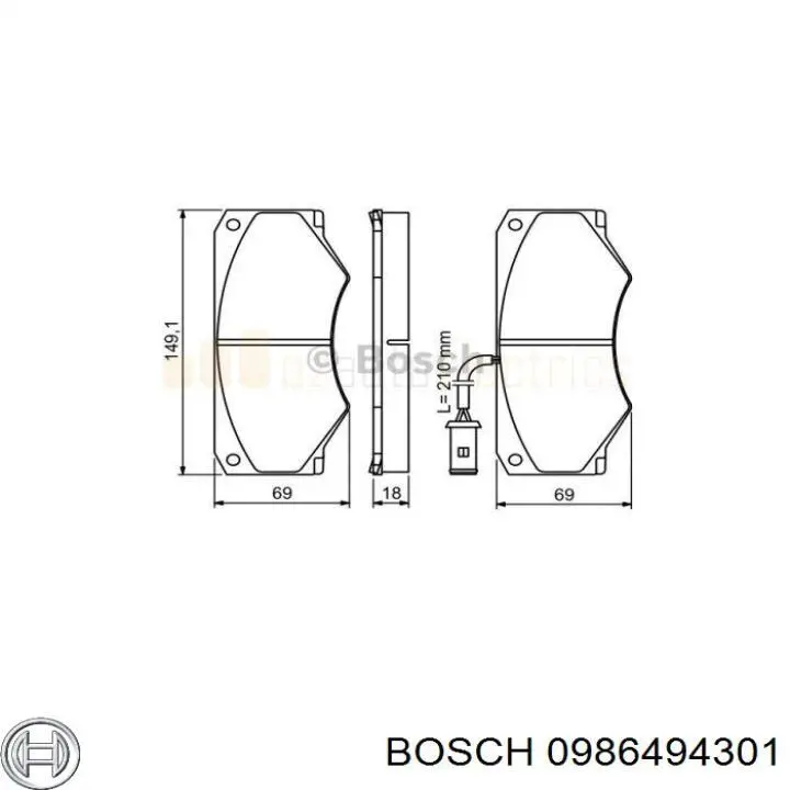 0986494301 Bosch колодки гальмівні передні, дискові