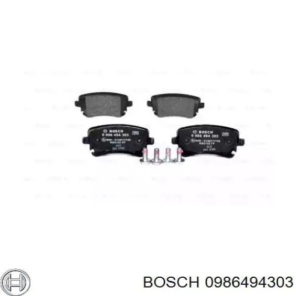 0986494303 Bosch колодки гальмові задні, дискові