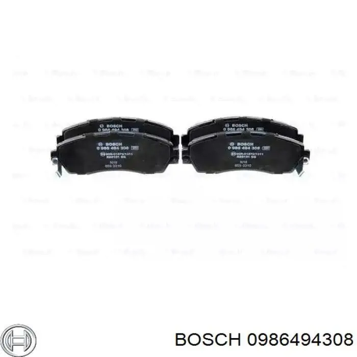 0986494308 Bosch колодки гальмівні передні, дискові
