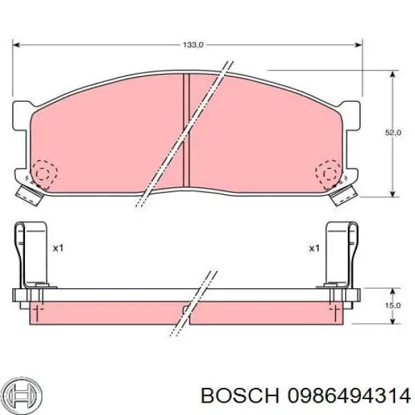 0986494314 Bosch Передні гальмівні колодки