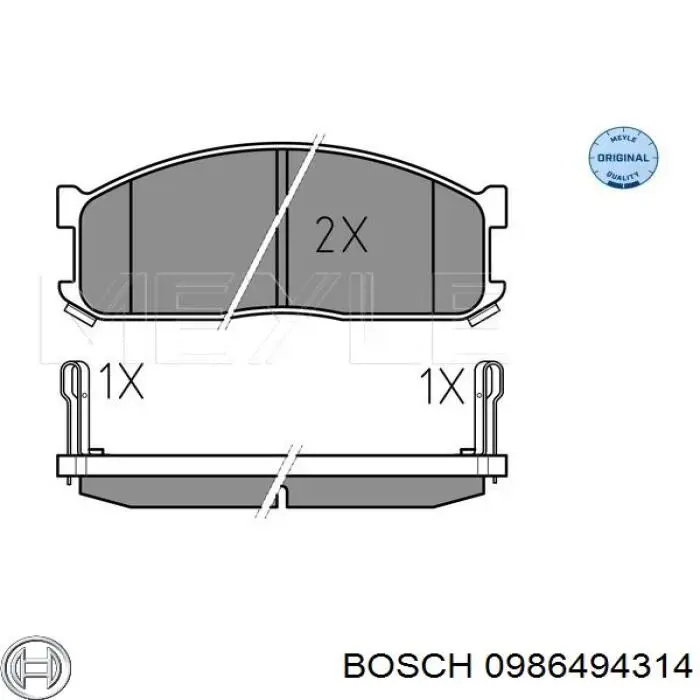 Гальмівні колодки Bosch 0986494314 ціна, від 26.77 USD