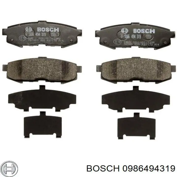 0986494319 Bosch колодки гальмові задні, дискові