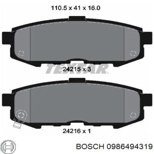 Задні гальмівні колодки Bosch 0986494319 ціна, від 19.91 USD