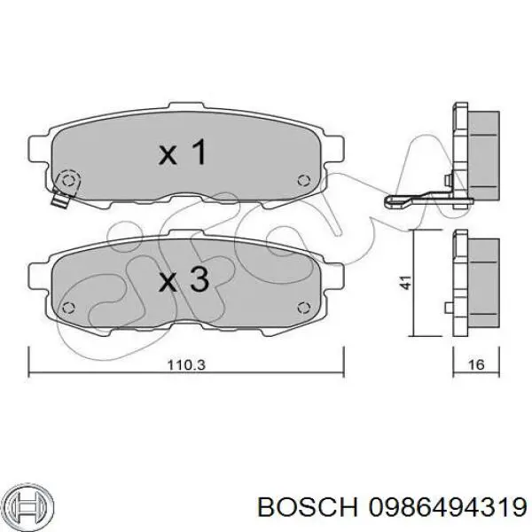 Купити 0986494319 Bosch Задні колодки