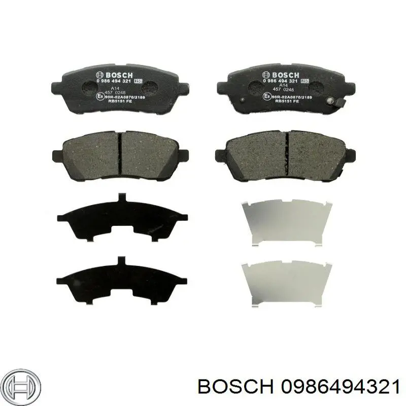 Колодки гальмівні передні, дискові 0986494321 Bosch