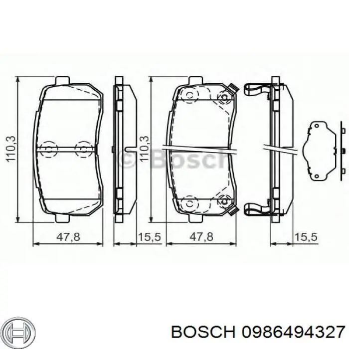 0986494327 Bosch колодки гальмові задні, дискові