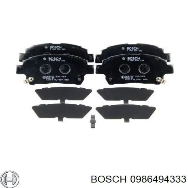 Колодки гальмівні передні, дискові 0986494333 Bosch