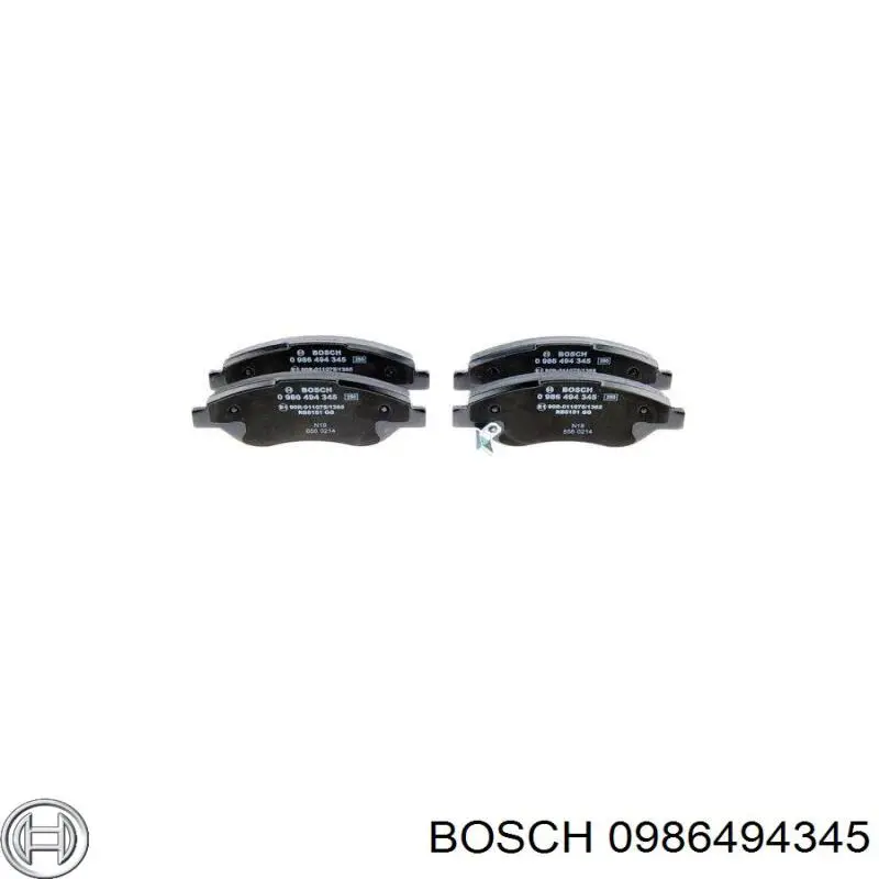 Колодки гальмівні передні, дискові 0986494345 Bosch