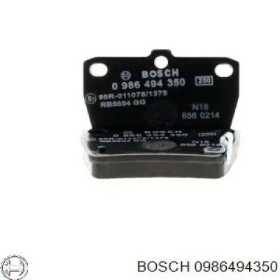 0986494350 Bosch колодки гальмові задні, дискові