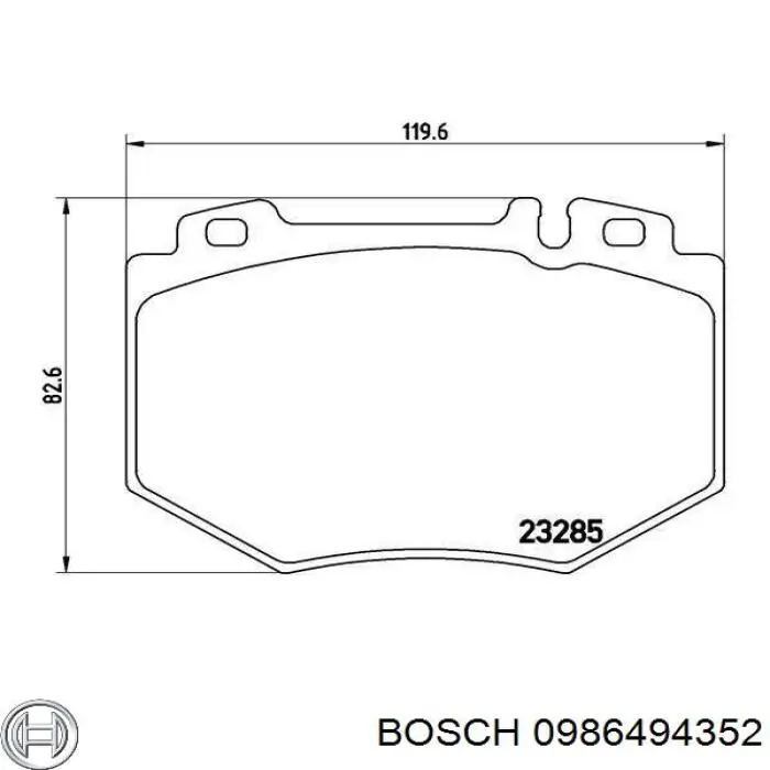 0986494352 Bosch колодки гальмівні передні, дискові