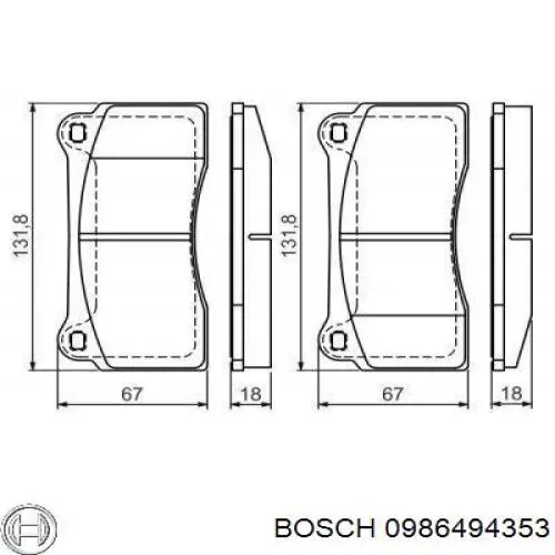 Купити 0986494353 Bosch Колодки гальмівні передні, дискові