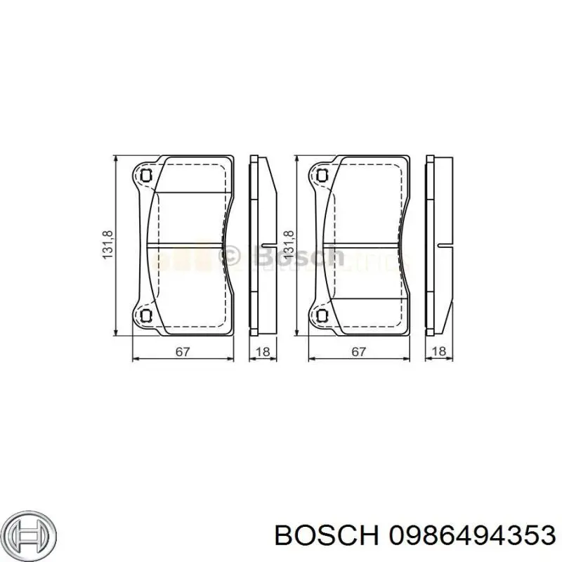 Передні тормозні колодки 0986494353 Bosch