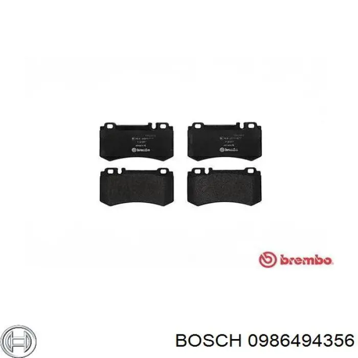 0986494356 Bosch колодки гальмові задні, дискові