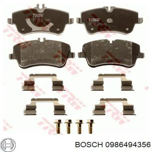 0986494356 Bosch Колодки гальмівні задні, дискові