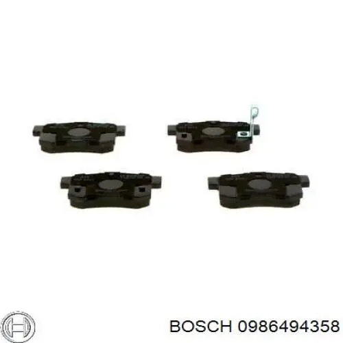 0986494358 Bosch колодки гальмові задні, дискові