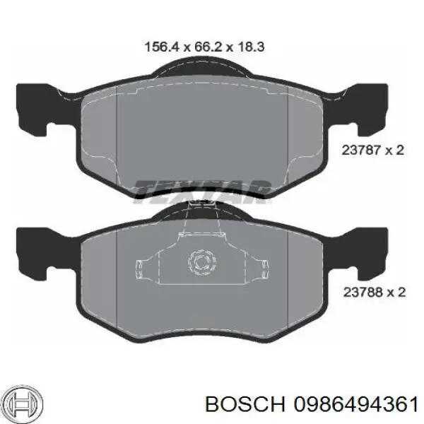 Колодки гальмівні передні, дискові 0986494361 Bosch