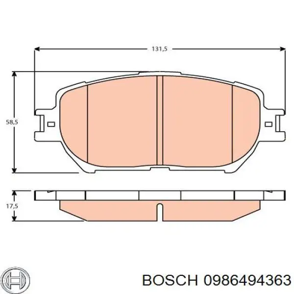 Купити 0986494363 Bosch Колодки гальмівні передні, дискові