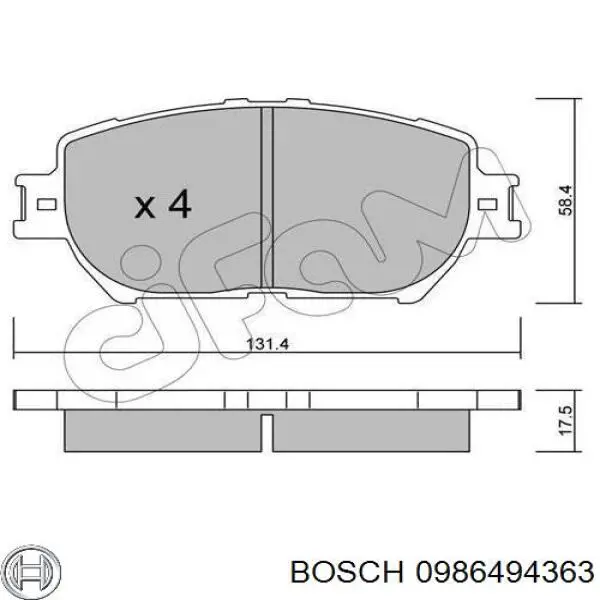0986494363 Bosch Передні гальмівні колодки