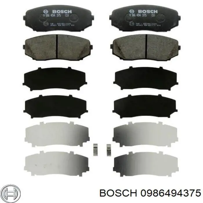 0986494375 Bosch колодки гальмівні передні, дискові