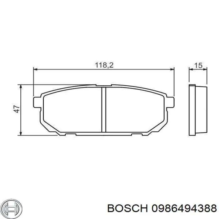 0986494388 Bosch Колодки гальмівні задні, дискові