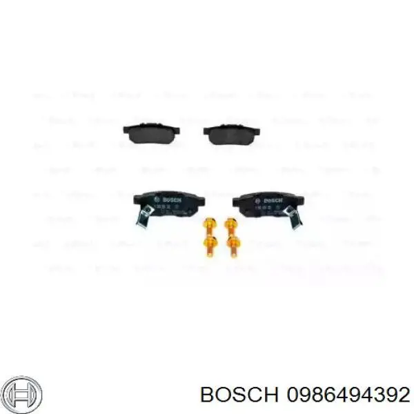 0986494392 Bosch колодки гальмові задні, дискові