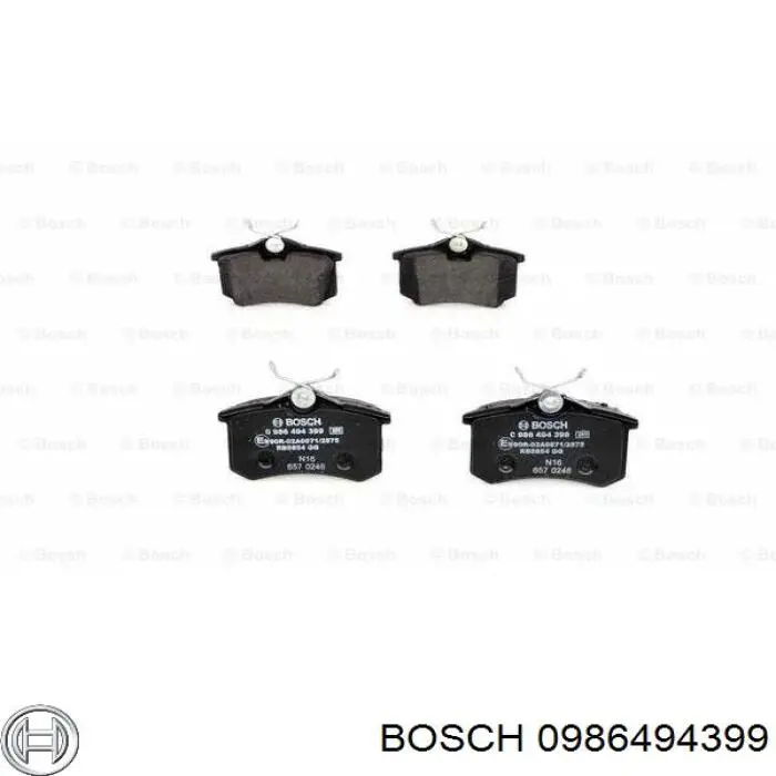 0986494399 Bosch колодки гальмові задні, дискові