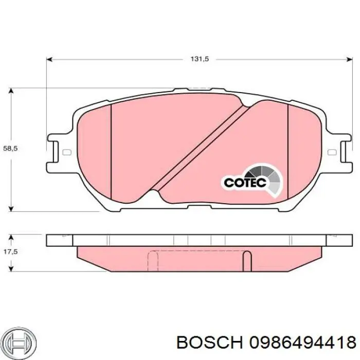 Купити 0986494418 Bosch Колодки гальмівні передні, дискові