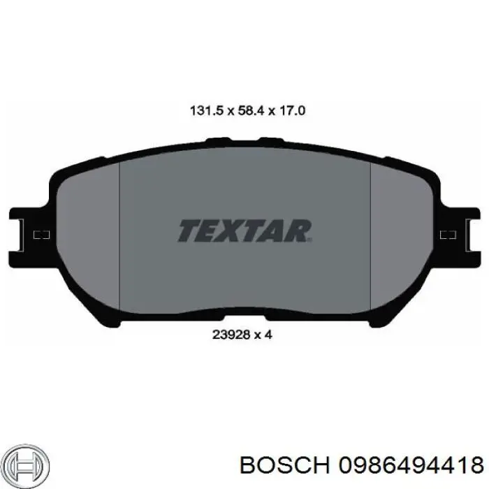 0986494418 Bosch Передні гальмівні колодки