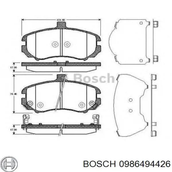 Передні тормозні колодки 0986494426 Bosch