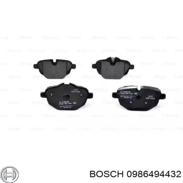 0986494432 Bosch колодки гальмові задні, дискові