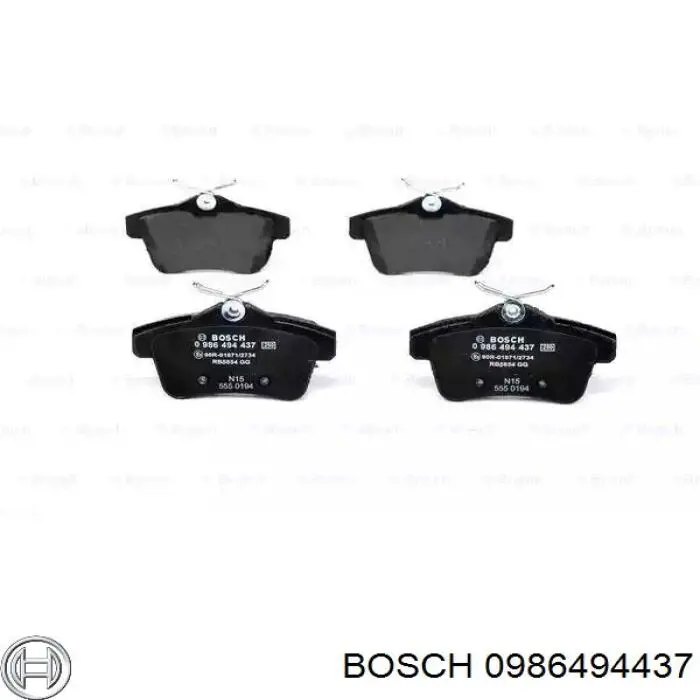 0986494437 Bosch колодки гальмові задні, дискові