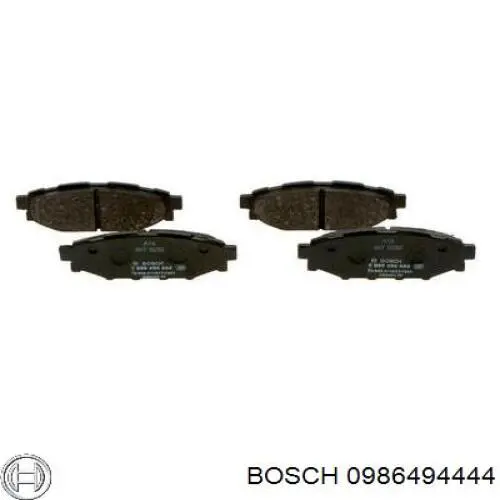 0986494444 Bosch колодки гальмові задні, дискові