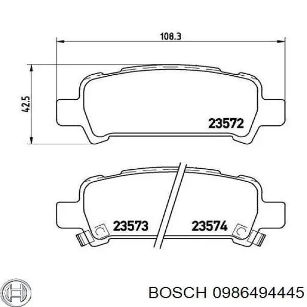 Купити 0986494445 Bosch Задні колодки