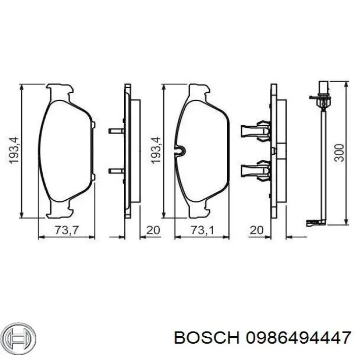 Купити 0986494447 Bosch Колодки гальмівні передні, дискові