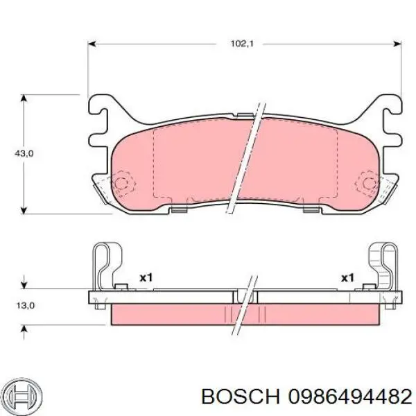 Колодки гальмові задні, дискові 0986494482 Bosch