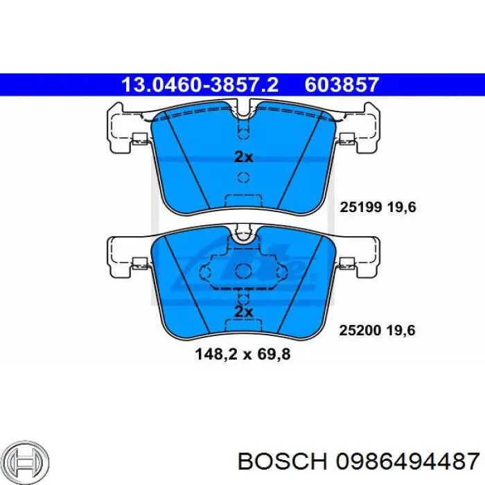 Гальмівні колодки Bosch 0986494487 ціна, від 49.58 USD