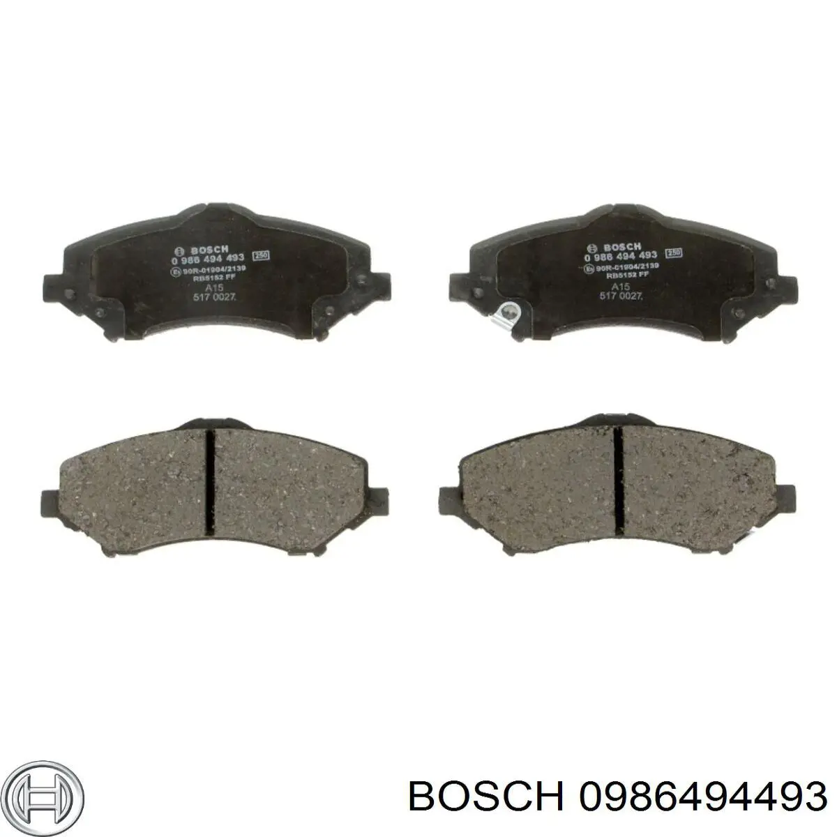 0986494493 Bosch колодки гальмівні передні, дискові