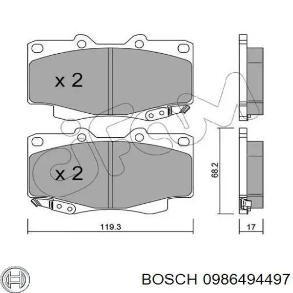 Купити 0986494497 Bosch Колодки гальмівні передні, дискові