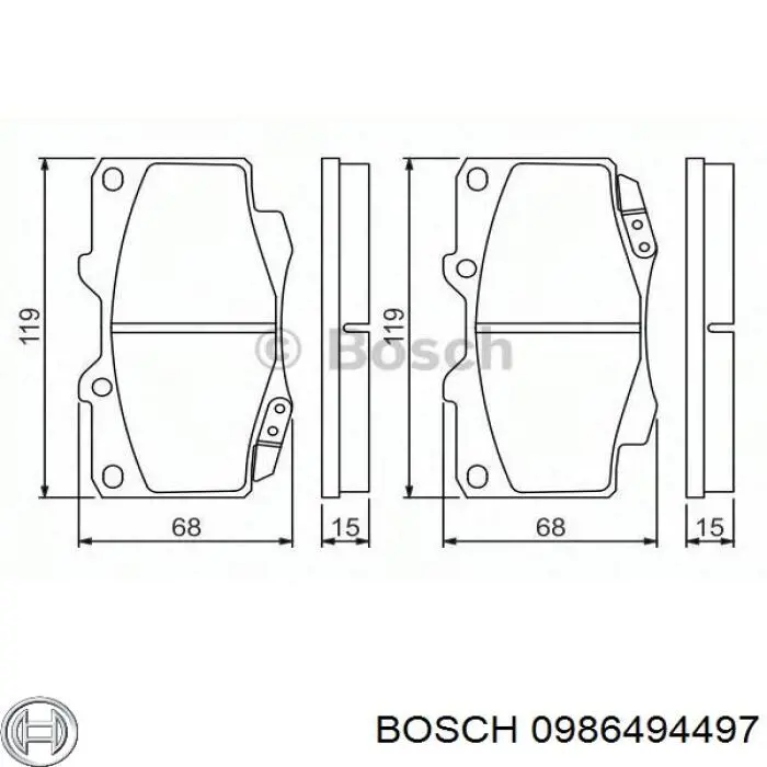 0986494497 Bosch Передні гальмівні колодки