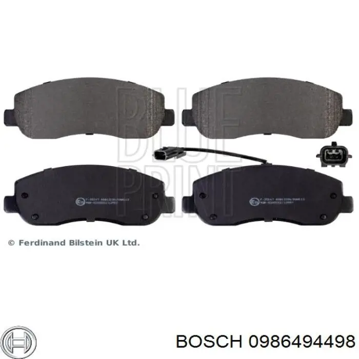 Колодки гальмівні передні, дискові 0986494498 Bosch