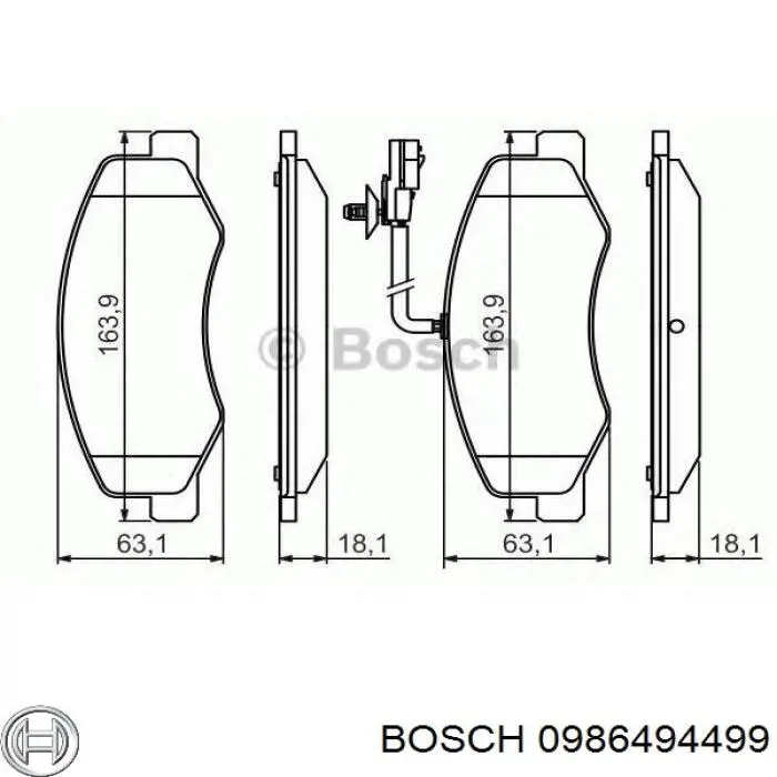 0986494499 Bosch колодки гальмові задні, дискові