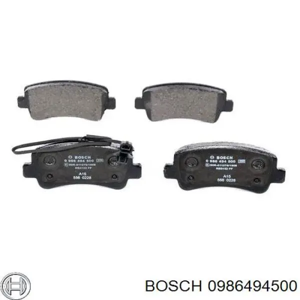 0986494500 Bosch колодки гальмові задні, дискові