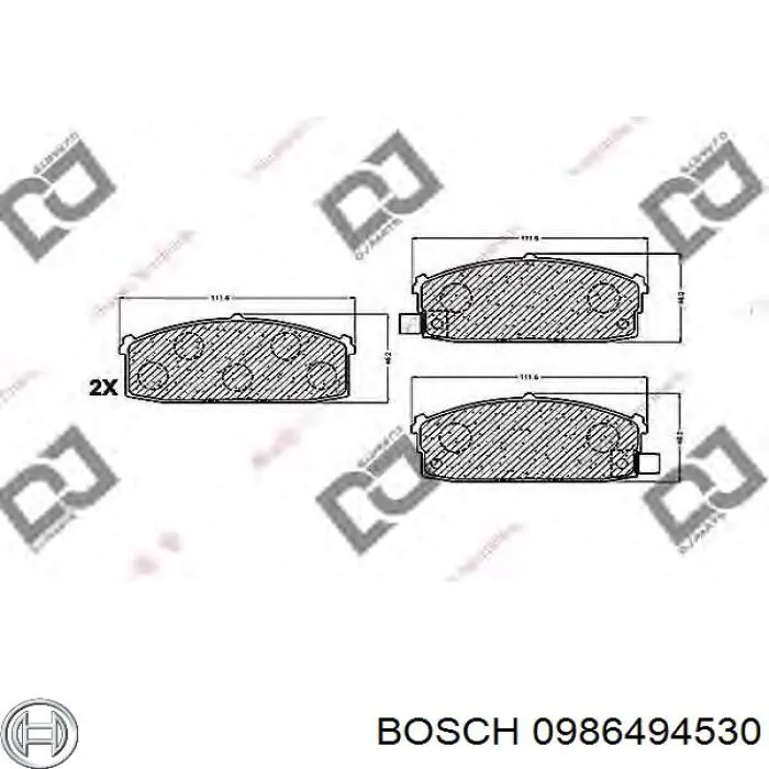 Передні тормозні колодки 0986494530 Bosch