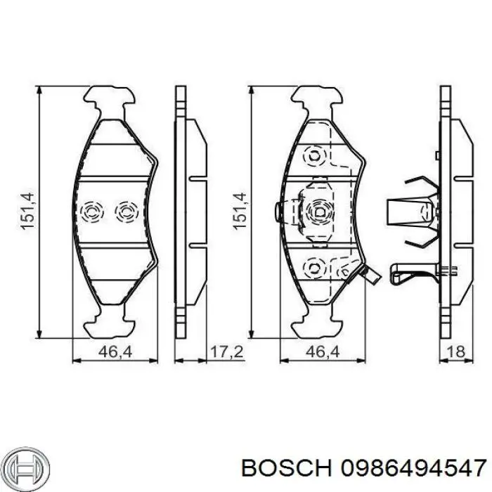 Колодки гальмівні передні, дискові 0986494547 Bosch