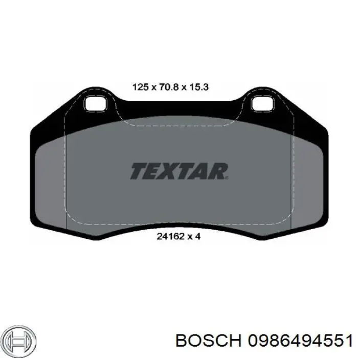 Передні тормозні колодки 0986494551 Bosch