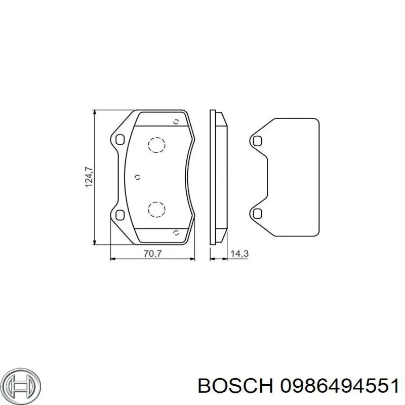 0986494551 Bosch колодки гальмівні передні, дискові