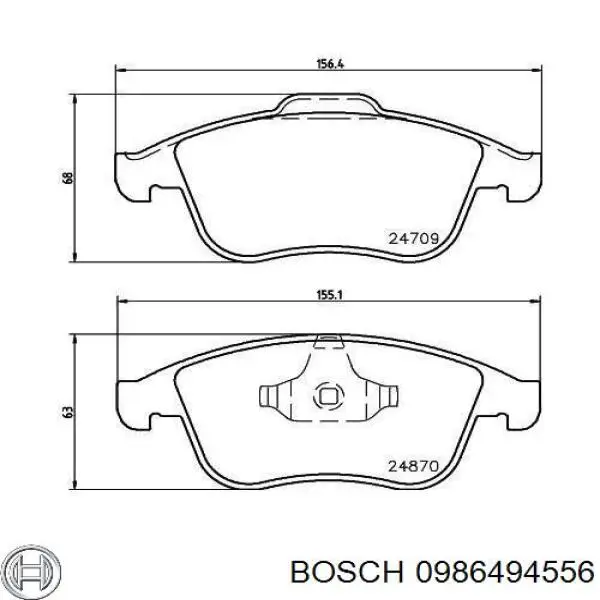 Гальмівні колодки Bosch 0986494556 ціна, від 30.76 USD