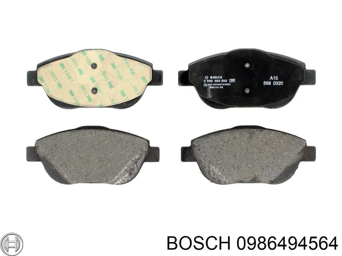 Колодки гальмівні передні, дискові 0986494564 Bosch