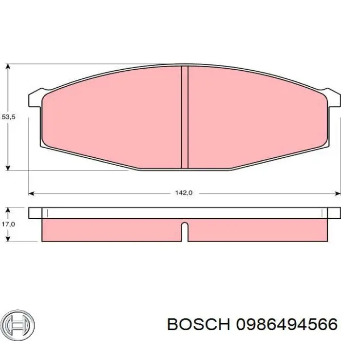 Колодки гальмівні передні, дискові 0986494566 Bosch